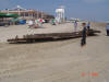 Part of an old ship that washed into shore during the storm.