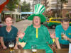 Mike just happened to have that ONE green outfit.  Amazing.